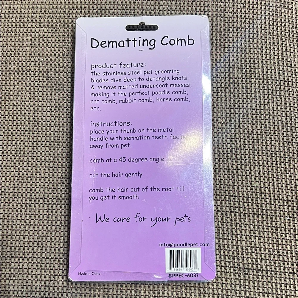 Pet Essentials Purple Dematting Comb